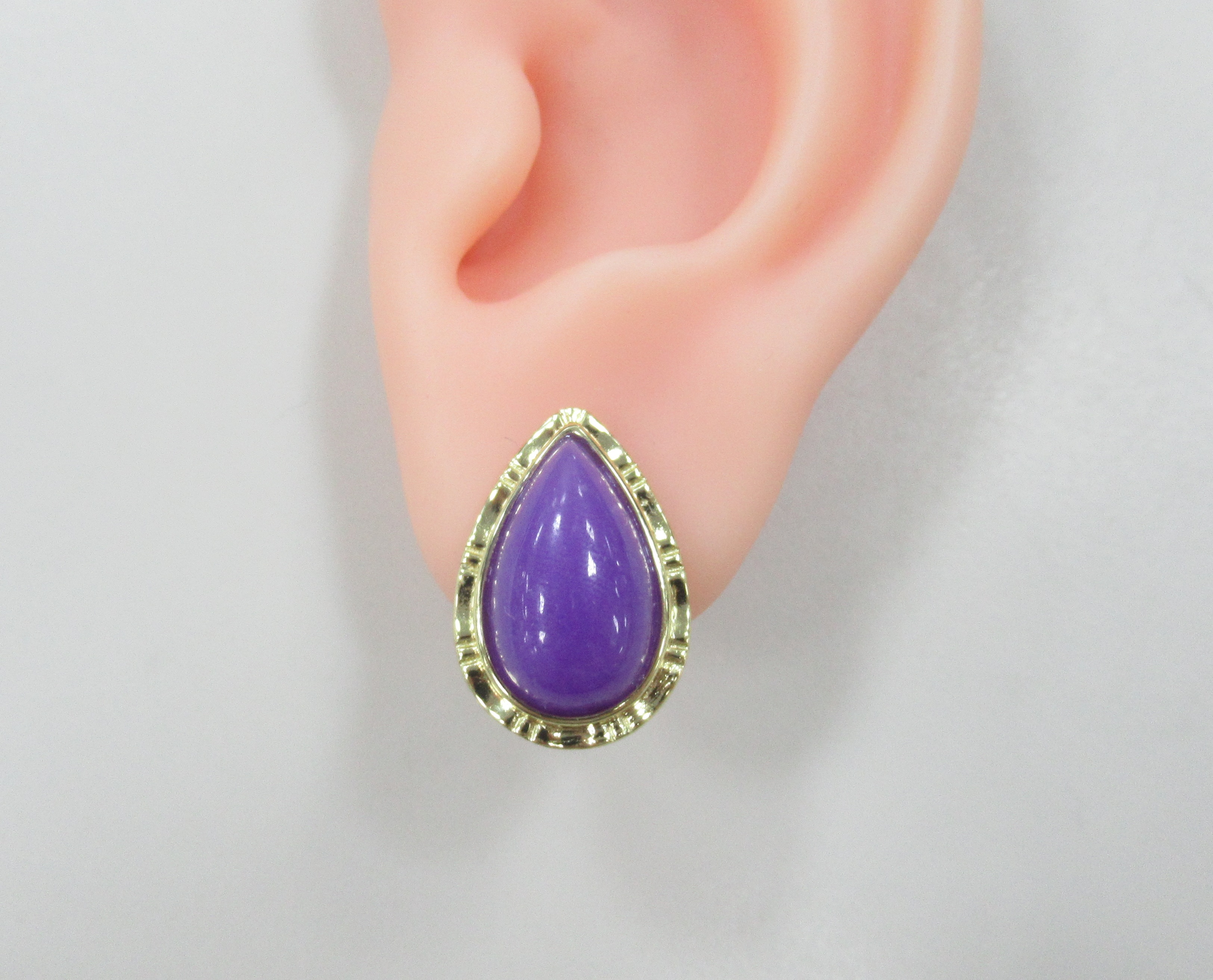 Серебряные серьги-пусеты с лавандовыми жадеитами